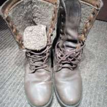 Ботинки, кожа, зимние, коричневые, натуральный мех, шнуровка, в Омске
