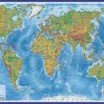 Карта мира Физическая, 1:35М, 101х66см, ламинированная насте, в г.Алматы