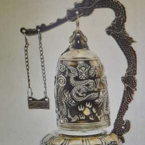 Резной буддийский колокол бронзового цвета из цинкого сплава, в Москве