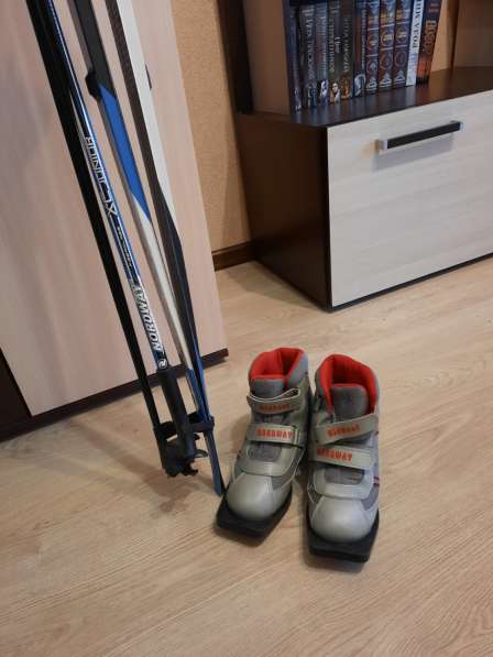 Комплект лыжи+палки+ботинки+крепления 36-37 размер в Уфе