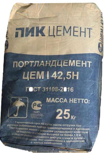 Цемент ПИК (М500/ДО) 25кг Класс прочности 42,5. Без добавок