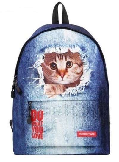 Рюкзак городской джинс кот