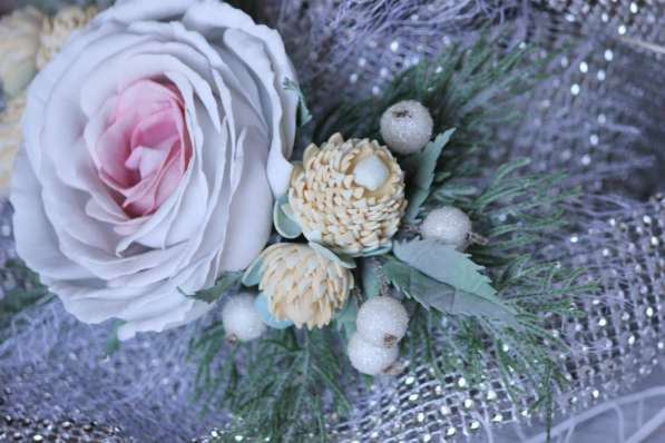Заколка для волос с цветами из фоамирана "Сердце Зимы" в Орехово-Зуево фото 4