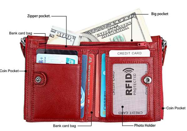 Кожаное портмоне от воровства с банковских карт RFID/Кошелек в фото 8