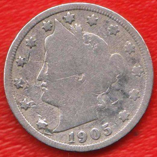 США 5 центов 1905 г. без знака мондвора Филадельфия в Орле