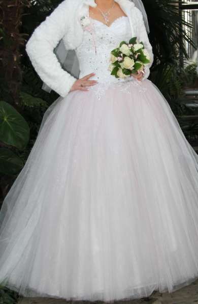 Свадебное платье нежно-розовое с корсетом, р.44-48 в фото 5