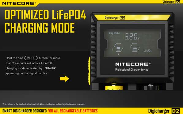 NiteCore Nitecore Digicharger D2 - Зарядное устройство для Li-Ion, Ni-MH и Ni-Cd аккумуляторов в Москве фото 5