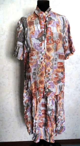Платье фиолетово-синее в полосочку, 48-50 размер в Иванове