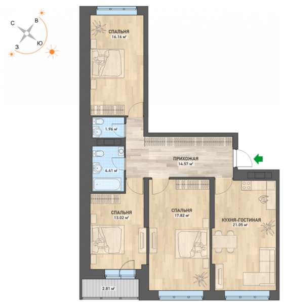 Отличная 3-кв. с новой мебелью и Евро-ремонтом! в Екатеринбурге фото 11