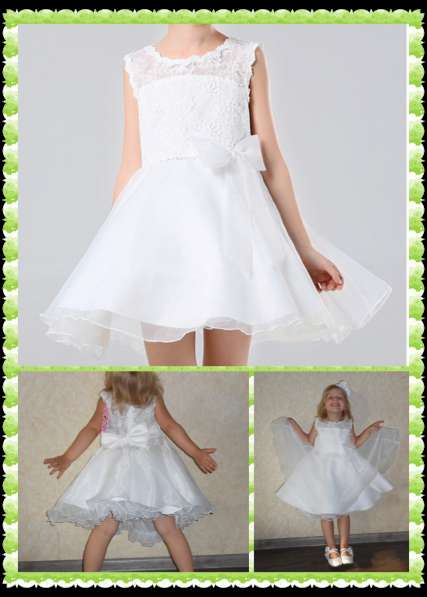 Детское белое, праздничное, нарядное платье с подъюбником в фото 3