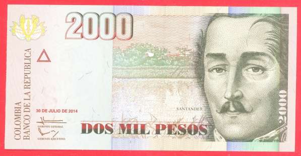Колумбия 2000 песо 2014 г