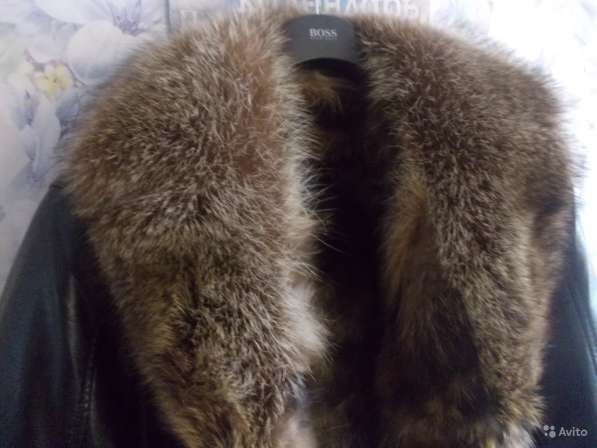 Куртка кожаная Италия мех волка в Москве