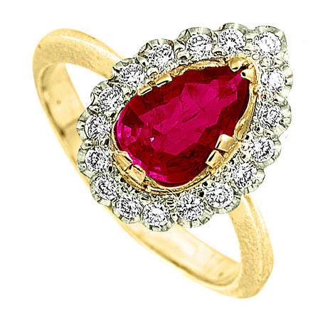Золотое кольцо с бриллиантами и рубином, новое в Санкт-Петербурге
