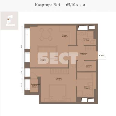 Продам двухкомнатную квартиру в Москве. Жилая площадь 65 кв.м. Этаж 12. Дом монолитный. в Москве фото 9