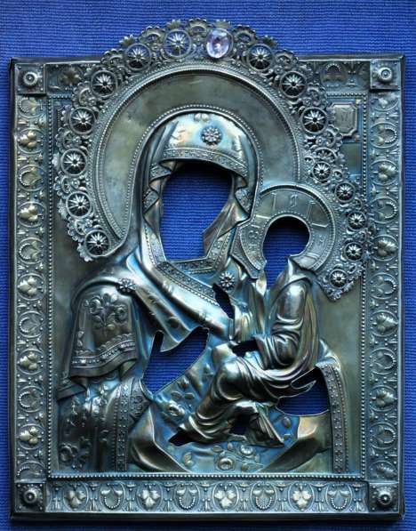 Старинная икона Матери Божией «Тихвинская» в окладе. XVIII в в Санкт-Петербурге фото 15