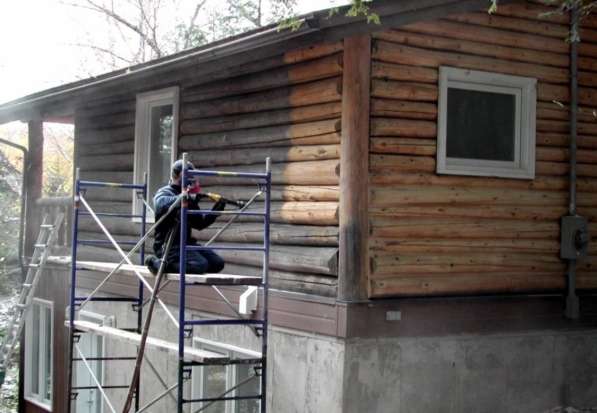 Пескоструйная обработка домов из дерева в Москве фото 3