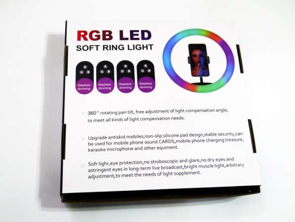 Кольцевая LED лампа RGB MJ26 26см 1 крепл. тел USB в фото 9