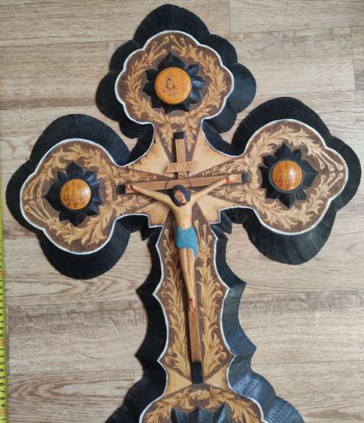 Деревянный крест распятие, большой, ручная авторская работа