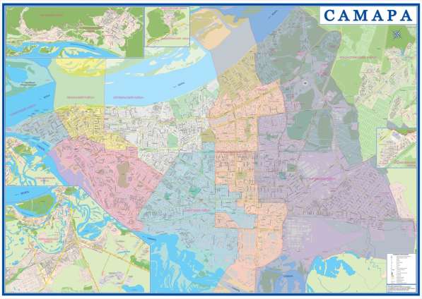 Настенная карта Самары 1,43х1,0 м