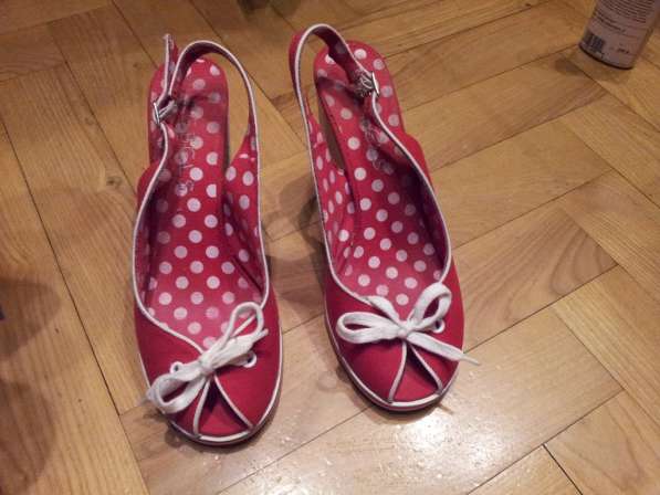 Туфли красные текстильные 38р Устойчивый каблук в Москве фото 6