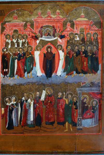 Старинный образ Покрова Пресвятой Богородицы. Россия, Палех в Санкт-Петербурге фото 4