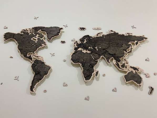 Карта мира из дерева, панно на стену карта мира, карта мира в Самаре фото 6