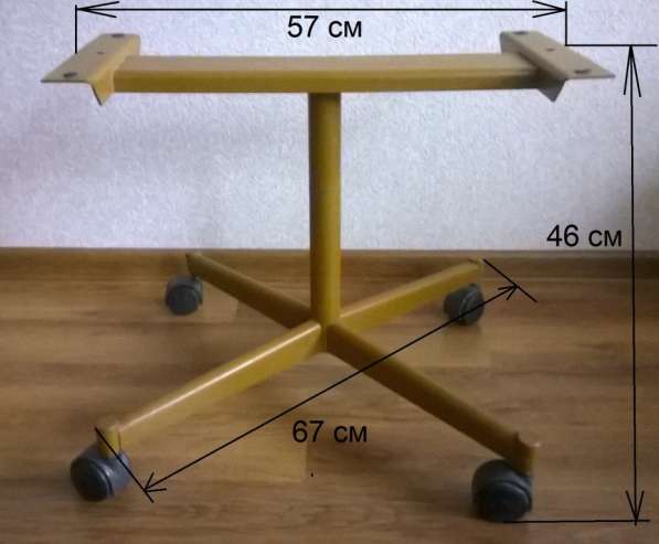 Металлокаркас для стола на мебельных колёсах