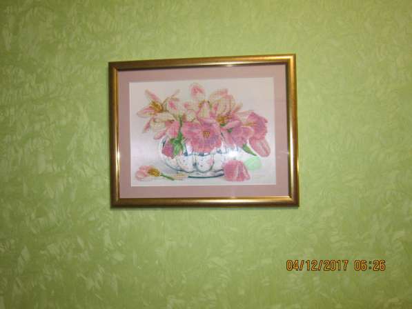 Картина "Жемчужные тюльпаны", вышита бисером в 