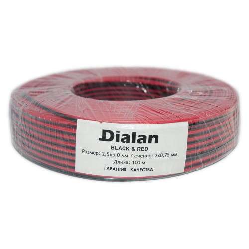 Акустический кабель Dialan 2х0.75 ССА чёрно-красный в фото 3