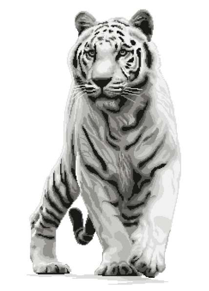 Вышивка нитками «Белый тигр», 48х69см