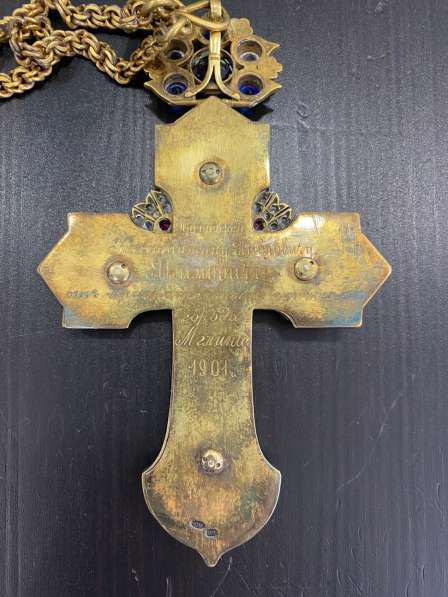 Старинный наградной наперсный крест с украшениями. XIX век в Санкт-Петербурге фото 5