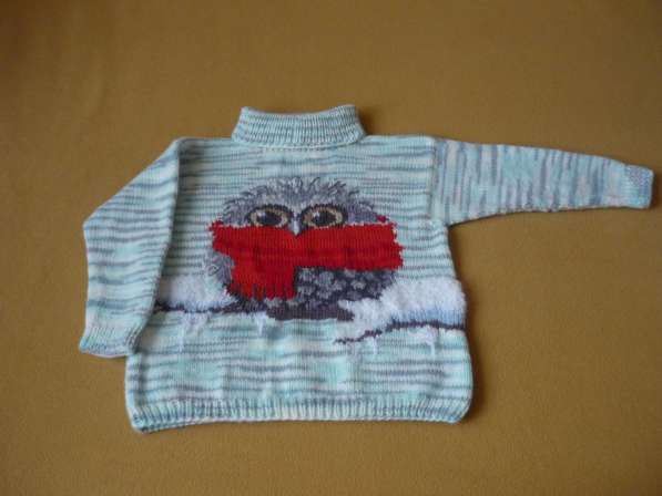 Детский свитер с совенком. Ручная работа