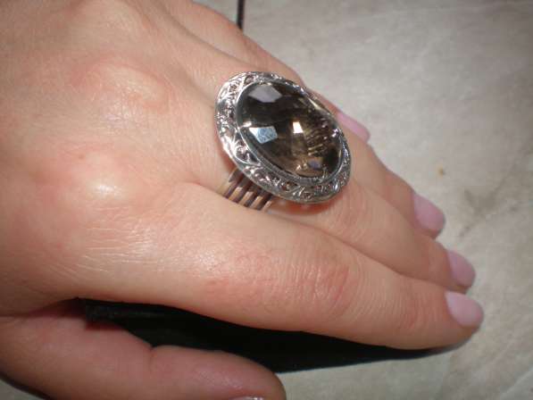 Авторское серебряное кольцо с раухтопазом в фото 7