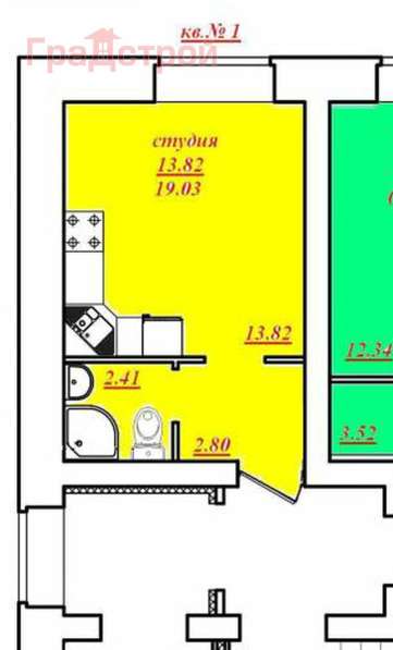 Продам однокомнатную квартиру в Вологда.Жилая площадь 19,03 кв.м.Этаж 1.Дом кирпичный. в Вологде фото 3