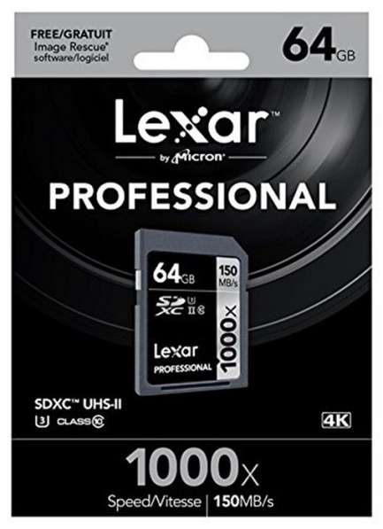 Карта памяти Lexar 64GB 1000x 150MB/s SDXC Card UHS-II U3 4K