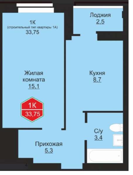 1к ул. Ветеранов Труда новый дом 34м2