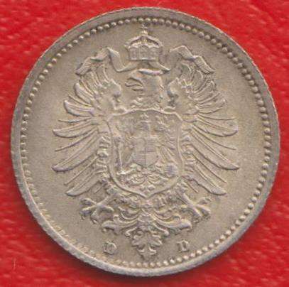 Германия 20 пфеннигов 1876 г. D Мюнхен серебро в Орле