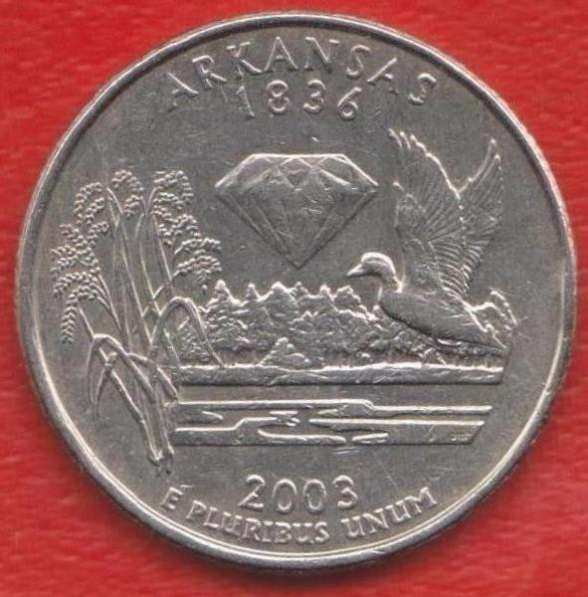 США 25 центов 2003 г. квотер штат Арканзас знак мондвора P