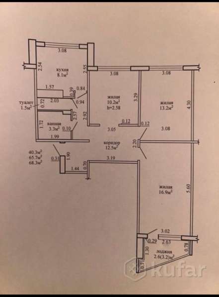 Трехкомнатная квартира в центре Речицы (Беларусь) в