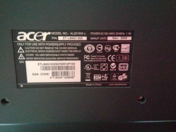 Монитор Acer 20 дюймов 1680х1050 75гц в Уфе фото 4