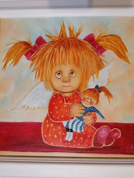 Картина маслом с ангелом (Ангел с куклой) живопись в Москве фото 6