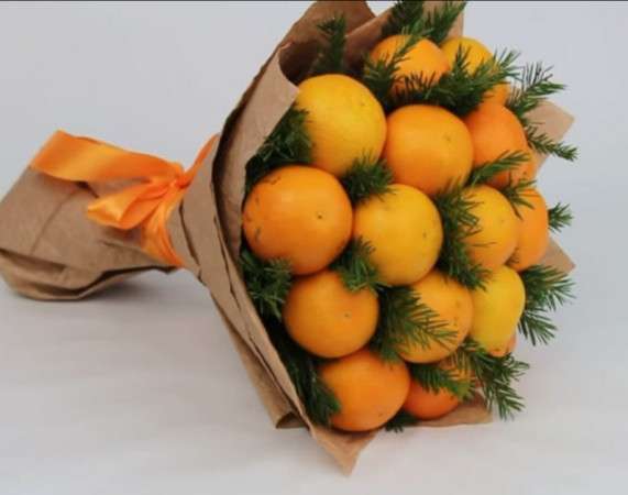 Новогодний букет Съедобный букет из мандаринов Подарок