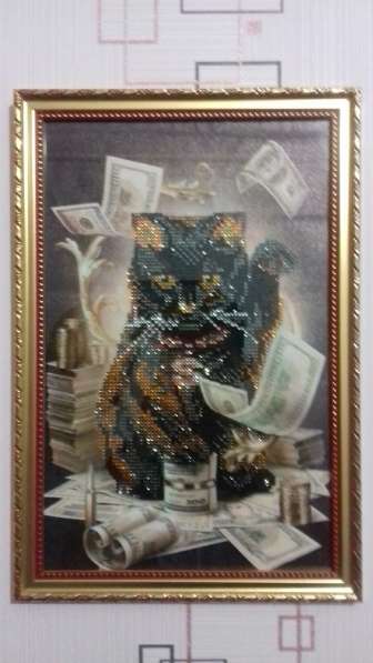 Алмазная картина 5Д - "Удачливый кот" в 