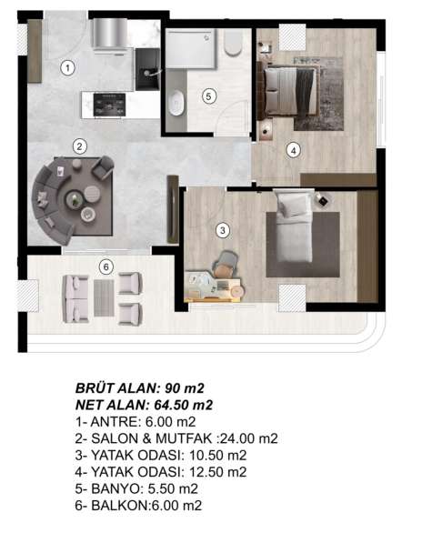 3-к. квартира 90м² Турция, Мерсин, Мезитли в фото 8