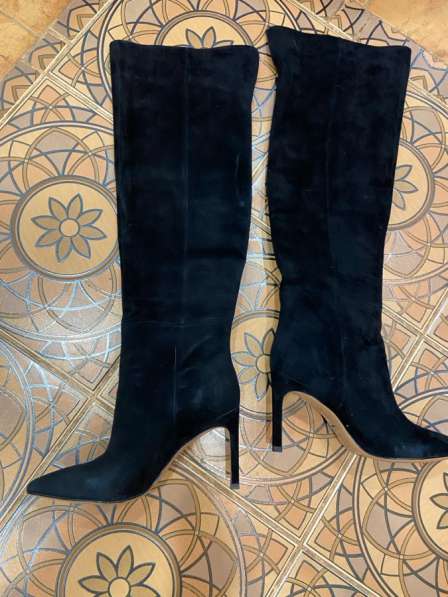 Замшевые сапоги ботфорты