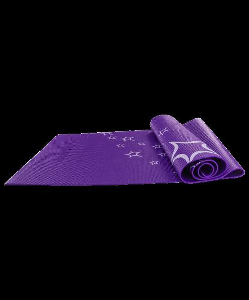 Коврик для йоги FM-102 PVC 173x61x0,6 см, с рисунком, фиолетовый в Сочи