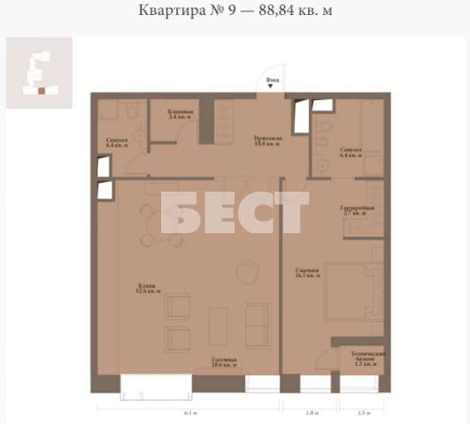 Продам трехкомнатную квартиру в Москве. Жилая площадь 89 кв.м. Этаж 3. Дом монолитный. в Москве фото 12