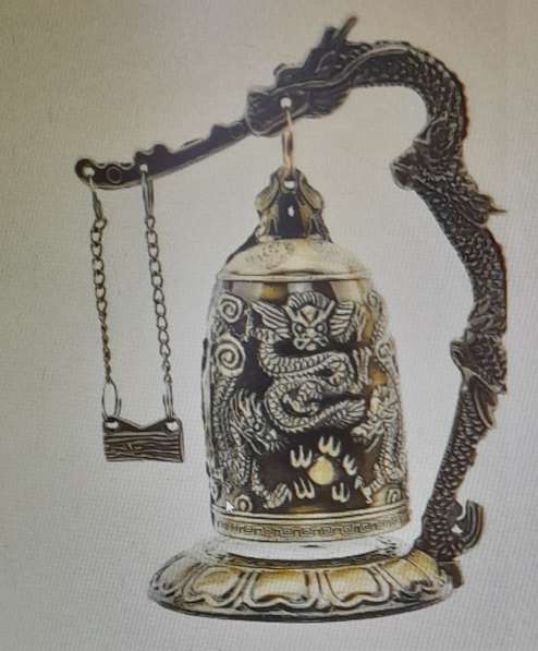 Резной буддийский колокол бронзового цвета из цинкого сплава