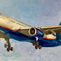 Картина маслом «Самолет Аэрофлот», в г.Москва