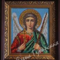 Икона Ангела Хранителя, вышита ювелирным бисером, в Москве